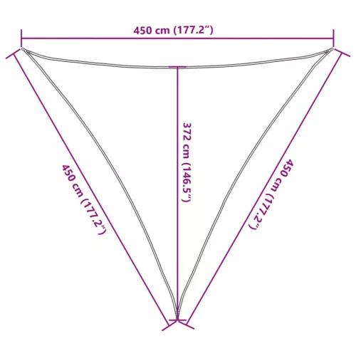 Homokszínű 100% oxford szövet napvitorla 4,5x4,5x4,5 m
