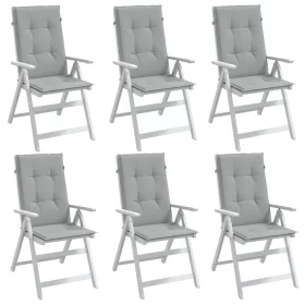   6 db világosszürke szövet magas háttámlájú székpárna 120x50x4cm