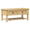 Corona tömör fenyőfa dohányzóasztal fiókokkal 100x48x45 cm
