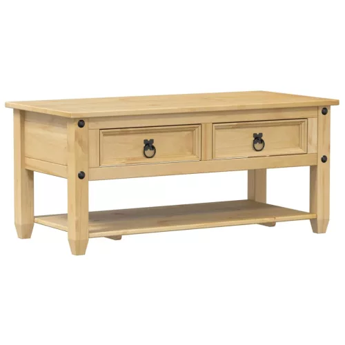 Corona tömör fenyőfa dohányzóasztal fiókokkal 100x48x45 cm