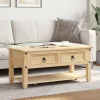 Corona tömör fenyőfa dohányzóasztal fiókokkal 100x48x45 cm