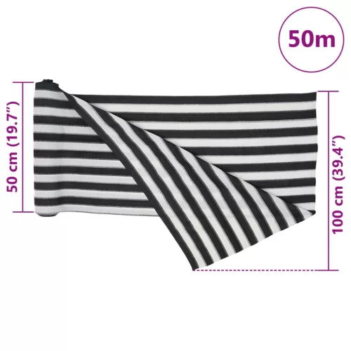Antracitszürke és fehér HDPE belátásgátló háló 1 x 50 m 75 g/m²