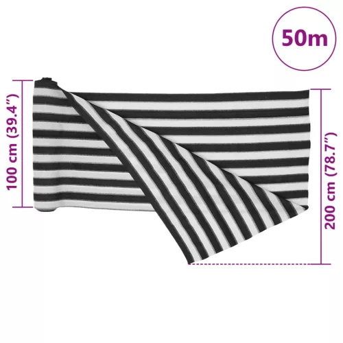 Antracitszürke és fehér HDPE belátásgátló háló 2 x 50 m 75 g/m²