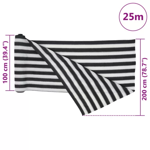 Antracitszürke és fehér HDPE belátásgátló háló 2 x 25m 150 g/m²
