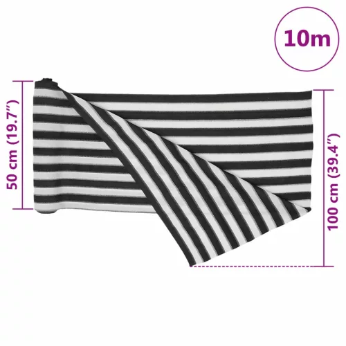 Antracitszürke és fehér HDPE belátásgátló háló 1x10 m 195 g/m²