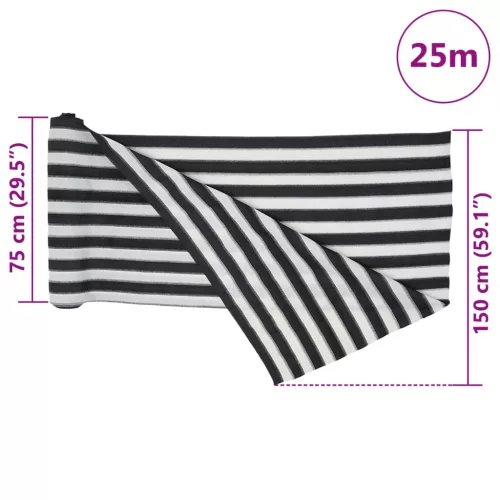 Antracitszürke és fehér HDPE belátásgátló háló 1,5x25m 195 g/m²
