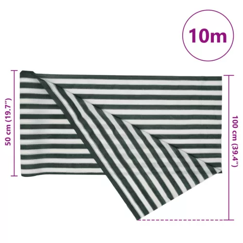 Zöld és fehér HDPE belátásgátló háló 1 x 10 m 75 g/m²