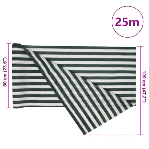 Zöld és fehér HDPE belátásgátló háló 1,2 x 25 m 75 g/m²