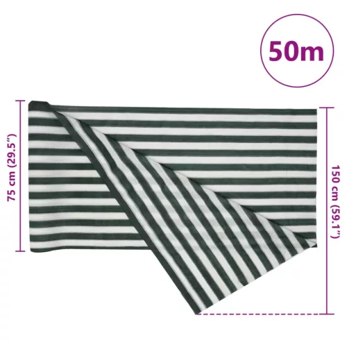 Zöld és fehér HDPE belátásgátló háló 1,5 x 50 m 75 g/m²