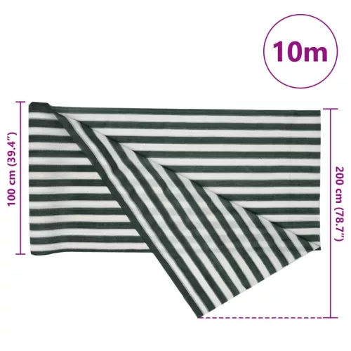 Zöld és fehér HDPE belátásgátló háló 2 x 10 m 75 g/m²