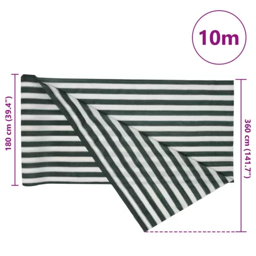 Zöld és fehér HDPE belátásgátló háló 3,6 x 10 m 75 g/m²