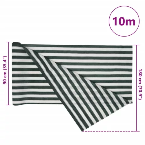 Zöld és fehér HDPE belátásgátló háló 1,8 x 10 m 195 g/m²