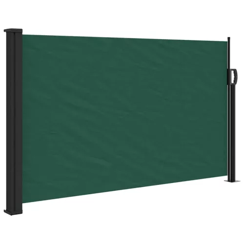 Sötétzöld behúzható oldalsó napellenző 120 x 500 cm
