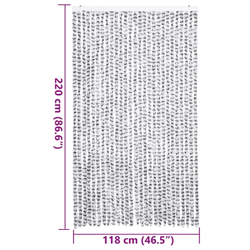 Világosszürke és sötétszürke zsenília rovarfüggöny 118x220 cm