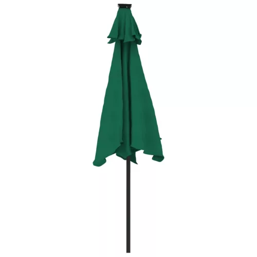 Zöld kerti napernyő LED-del és acél rúddal 225 x 225 x 212 cm