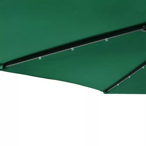 Zöld kerti napernyő LED-del és acél rúddal 225 x 225 x 212 cm