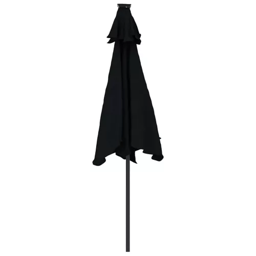 Fekete kerti napernyő LED-del és acél rúddal 225 x 225 x 212 cm