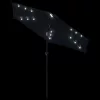 Fekete kerti napernyő LED-del és acél rúddal 225 x 225 x 212 cm