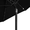 Fekete kerti napernyő LED-del és acél rúddal 225 x 225 x 212 cm