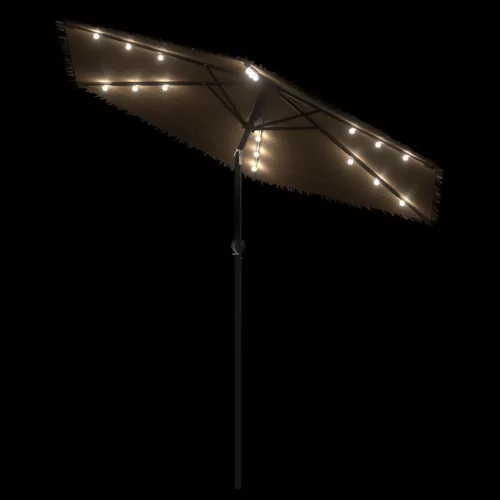 Barna kerti napernyő LED-del és acél rúddal 223x223x213 cm