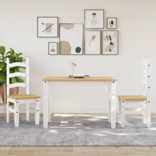 Corona fehér tömör fenyőfa ebédlőasztal 112 x 60 x 75 cm