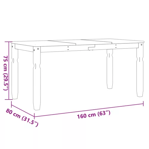 Corona tömör fenyőfa ebédlőasztal 160 x 80 x 75 cm