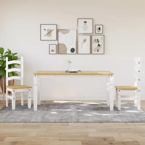 Corona fehér tömör fenyőfa ebédlőasztal 160 x 80 x 75 cm