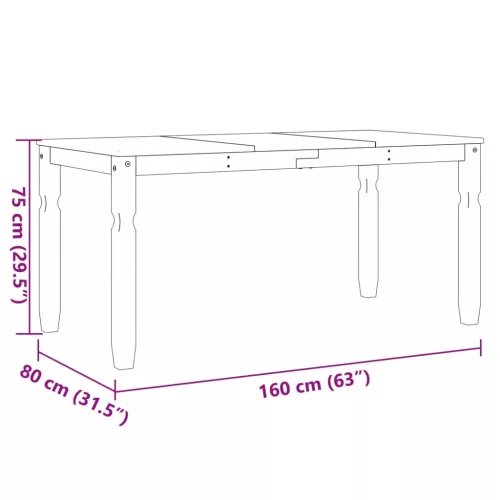 Corona fehér tömör fenyőfa ebédlőasztal 160 x 80 x 75 cm