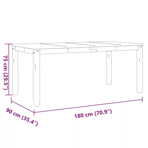 Corona szürke tömör fenyőfa ebédlőasztal 180 x 90 x 75 cm