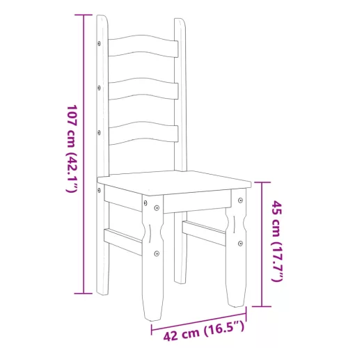 Corona 2 db szürke tömör fenyőfa étkezőszék 42 x 47 x 107 cm