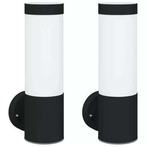 Kültéri Fali Lámpák 2 pcs Fekete 12 x 7.5 x 27 cm