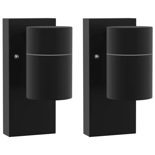 Kültéri Fali Lámpák 2 pcs Fekete 6.5 x 10.5 x 16 cm