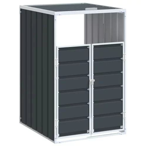Antracit acél kerekes szemetes tároló 1 szemeteskukához 72 x 81 x 115 cm