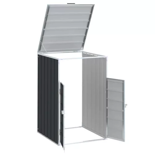 Antracit acél kerekes szemetes tároló 1 szemeteskukához 72 x 81 x 115 cm
