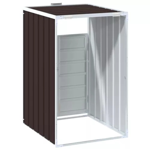 Barna acél kerekes szemetes tároló 1 szemeteskukához 72 x 81 x 115 cm