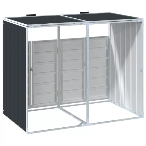 Antracit acél kerekes szemetes tároló dupla tárolókhoz 138 x 79 x 117 cm