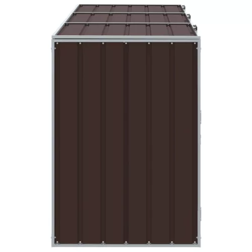 Barna acél kerekes szemetes tároló 3 szemeteskukához 216 x 81 x 115 cm