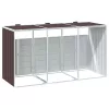 Barna acél kerekes szemetes tároló 3 szemeteskukához 216 x 81 x 115 cm