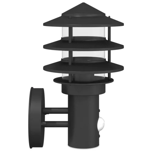 Fekete rozsdamentes acél kültéri érzékelős falilámpa