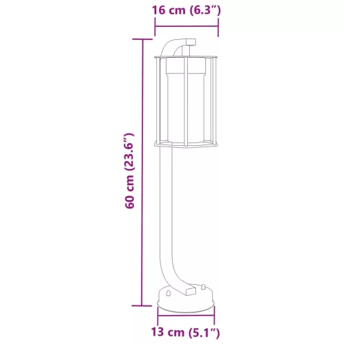 Fekete rozsdamentes acél kültéri állólámpa 60 cm