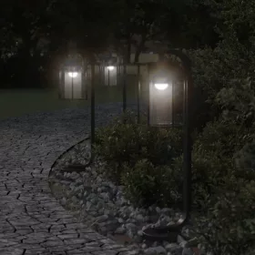 3 db fekete rozsdamentes acél kültéri állólámpa 60 cm