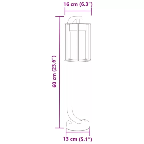 3 db fekete rozsdamentes acél kültéri állólámpa 60 cm