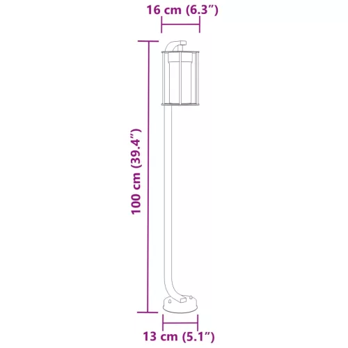 3 db fekete rozsdamentes acél kültéri állólámpa 100 cm
