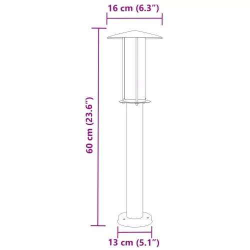 Ezüstszínű rozsdamentes acél kültéri állólámpa 60 cm