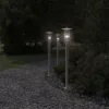 3 db ezüstszínű rozsdamentes acél kültéri állólámpa 100 cm