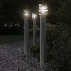   Ezüstszínű rozsdamentes acél kültéri állólámpa 110 cm