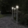 3 db ezüstszínű rozsdamentes acél kültéri állólámpa 110 cm