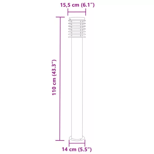 3 db ezüstszínű rozsdamentes acél kültéri állólámpa 110 cm
