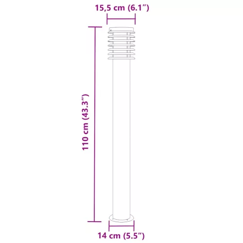 3 db fekete rozsdamentes acél kültéri állólámpa 110 cm