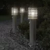 3 db ezüst rozsdamentes acél kültéri állólámpa érzékelővel 60cm